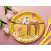 Springtime Sloth Party Bundle, Includes Plates, Napkins, Cups, and Cutlery (24 Guests,144 Pieces)