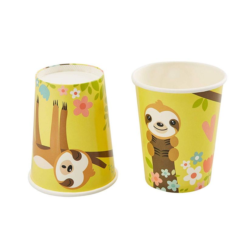 Springtime Sloth Party Bundle, Includes Plates, Napkins, Cups, and Cutlery (24 Guests,144 Pieces)