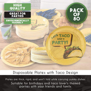 Cinco De Mayo Paper Plates, Let’s Taco Bout a Party (9 In, 80 Pack)