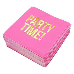 100 Pack Happy Birthday Napkins, 3-ply Gold Foil Disposable Cocktail Paper  Napkins, Folded 5 x 5 Inches, Pink and White Cake Design