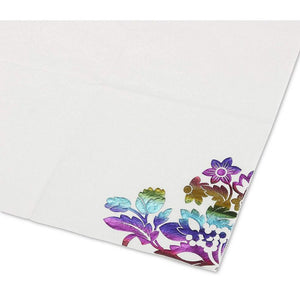 Rainbow Foil Floral Paper Napkins for Birthday Party (6 x 6 In, 50 Pack)