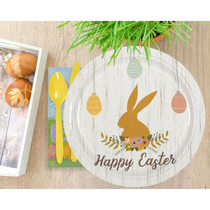 Happy Easter Paper Plates with Bunny and Egg Designs (9 In, 80 Pack)