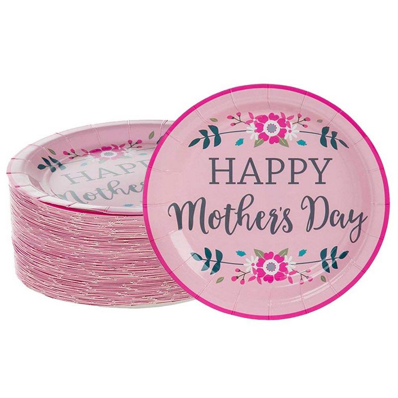 Happy Mother's Day Party Decorations, Paper Plates (7 In, 80 Pack)