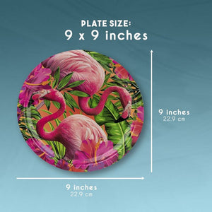 Disposable Plates - 80-Count Paper Plates, Tropical Party Supplies for Appetizer, Lunch, Dinner, and Dessert, Birthdays, Pink Flamingo Design, 9 x 9 inches