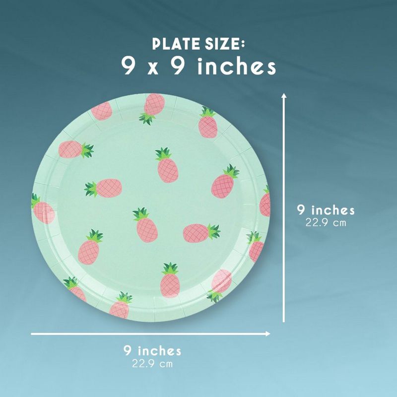 Disposable Plates - 80-Count Paper Plates, Pineapple Party Supplies for Appetizer, Lunch, Dinner, and Dessert, Kids Birthdays, 9 x 9 Inches
