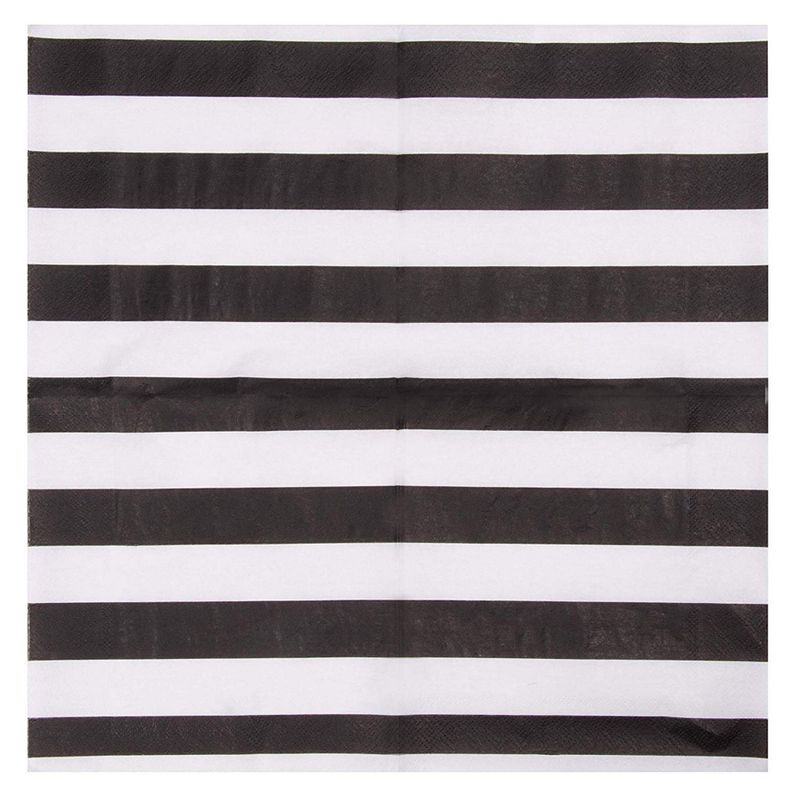 Cocktail Napkins - 150-Pack Luncheon Napkins, Disposable Paper Napkins Party Supplies for Kids Birthdays, 2-Ply, Black and White Striped Design, Unfolded 13 x 13 Inches, Folded 6.5 x 6.5 Inches