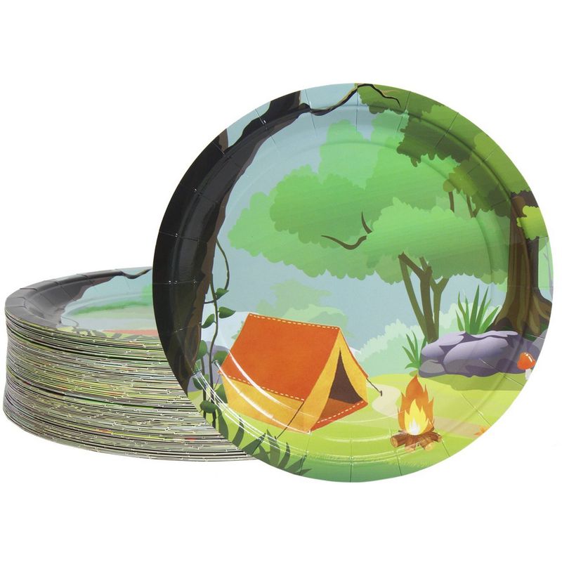 Disposable Plates - 80-Count Paper Plates, Camping Party Supplies for Appetizer, Lunch, Dinner, and Dessert, 9 Inches in Diameter