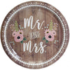 Disposable Plates - 80-Count Paper Plates, Wedding Party Supplies for Appetizer, Lunch, Dinner, and Dessert, Mr. and Mrs. Rustic Wedding Theme Design, 9 Inches in Diameter
