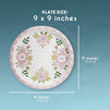 Pink Floral Paper Plates for Birthday Party, Bridal Shower (9 In, 80 Pack)