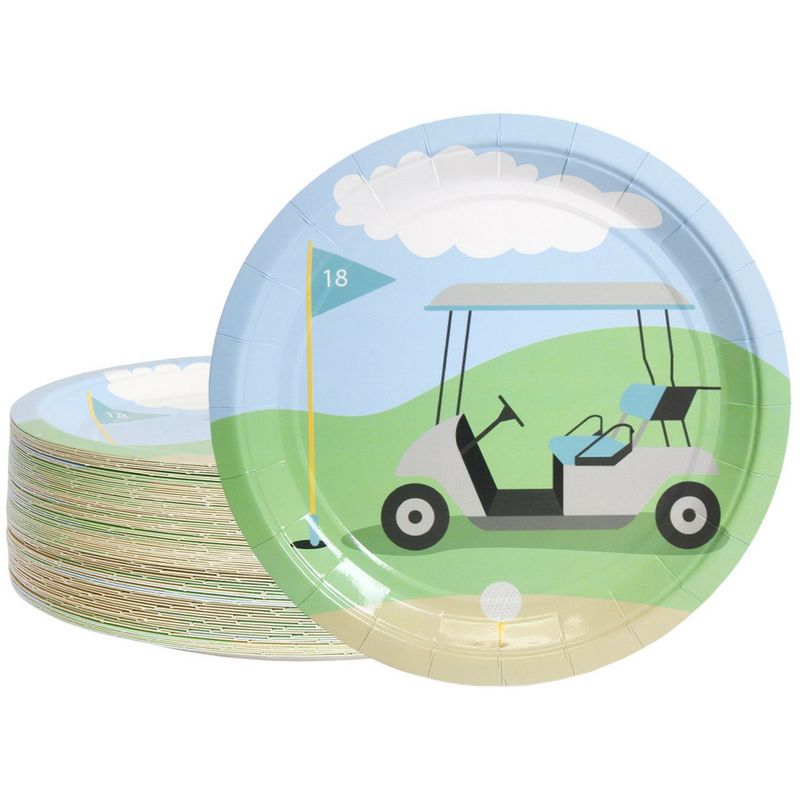 Disposable Plates - 80-Count Paper Plates, Golf Party Supplies for Appetizer, Lunch, Dinner, and Dessert, Kids Birthdays, 9 inches in Diameter
