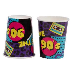 90’s Party Decorations, Paper Plates, Napkins, Cups and Plastic Cutlery (Serves 24, 144 Pieces)