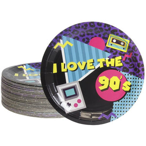 Paper Plates for 90s Party Supplies for Birthdays (9 Inches, 80 Count)