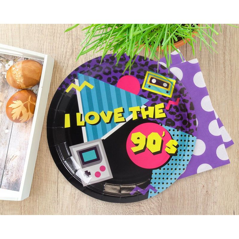 Paper Plates for 90s Party Supplies for Birthdays (9 Inches, 80 Count)