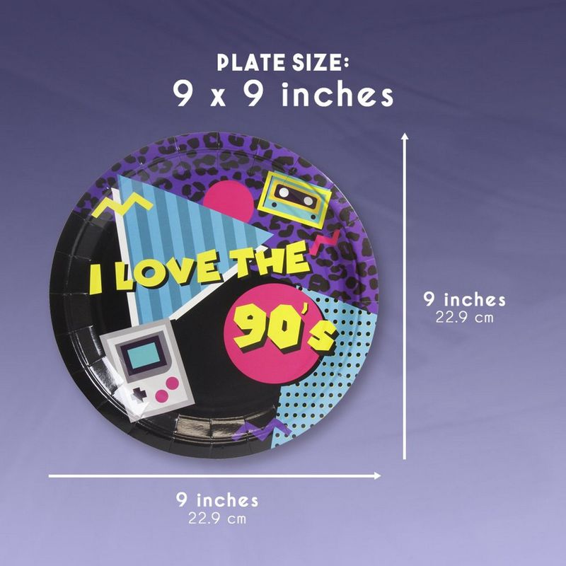 Paper Plates for 90s Party Supplies for Birthdays (9 Inches, 80 Count)