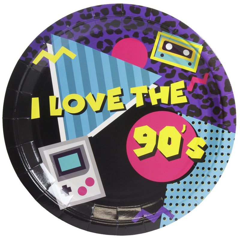 Paper Plates for 90s Party Supplies for Birthdays (9 Inches, 80 Count)