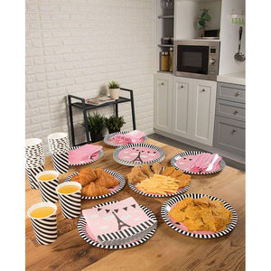 Parisian Party Bundle, Includes Plates, Napkins, Cups, and Cutlery (24 Guests,144 Pieces)