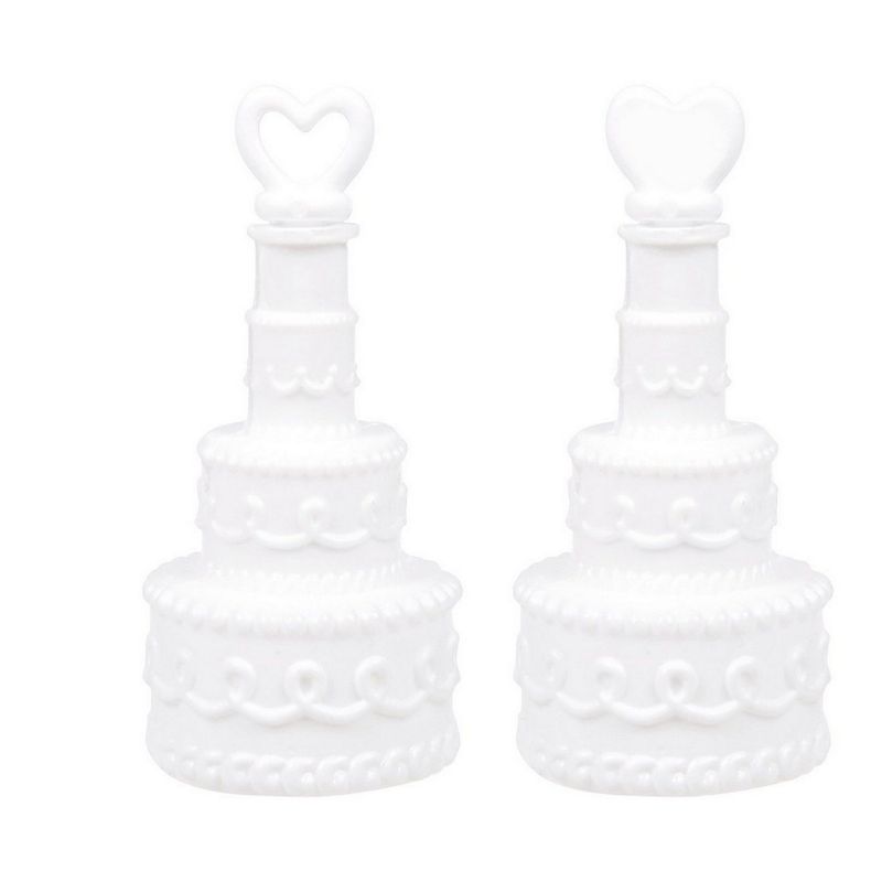 Wedding Bubble Wands Party Favors, White Tier Cake Design (72 Pack)