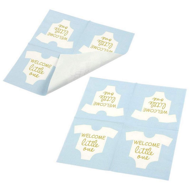 Boy Baby Shower Party Supplies, Paper Napkins (5 x 5 in, Blue, 100-Pack)
