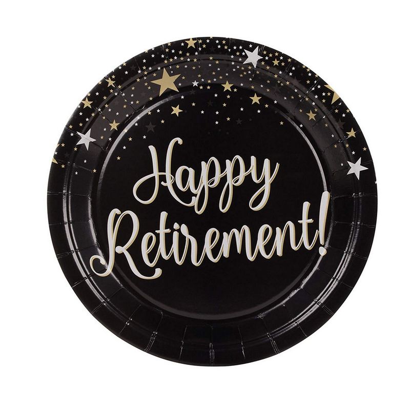 Retirement Party Bundle, Includes Plates, Napkins, Cups, and Cutlery (24 Guests,144 Pieces)