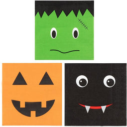 Halloween Paper Napkins, Jack-O-Lantern Pumpkin, Bat, and Frankenstein (5 x 5 Inches, 150 Pack)