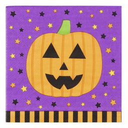 Halloween Paper Napkins, Pumpkin Design (5 x 5 Inches, 100 Pack)