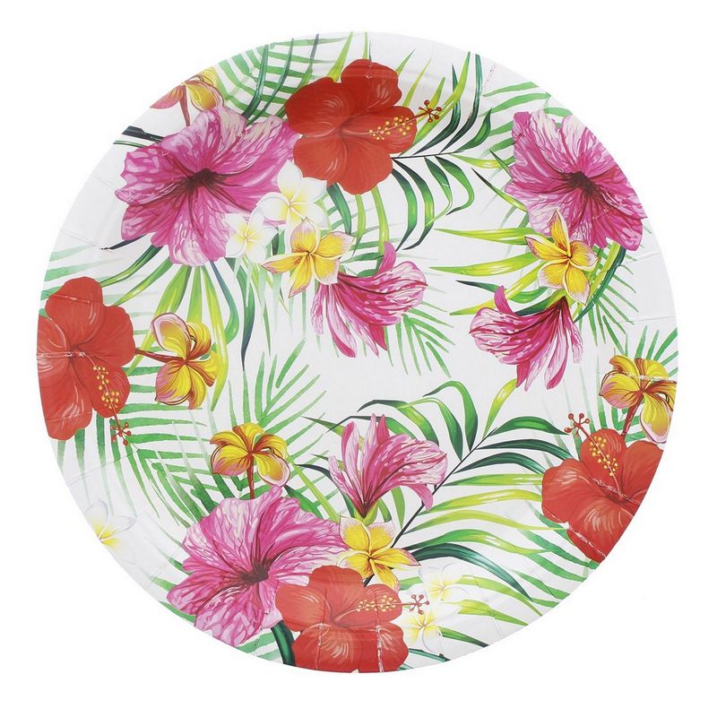 Hawaiian Luau Dinnerware Set, Tropical Party Supplies (Serves 24, 144 Pieces)