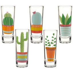 Cactus Party Shot Glasses for Cinco de Mayo and Fiestas (2 oz, 5 Piece Set)