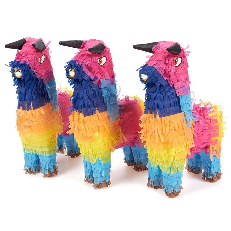 Rainbow Bull Pinatas for Cinco de Mayo, Kid's Birthday Party (Mini, 3 Pack)