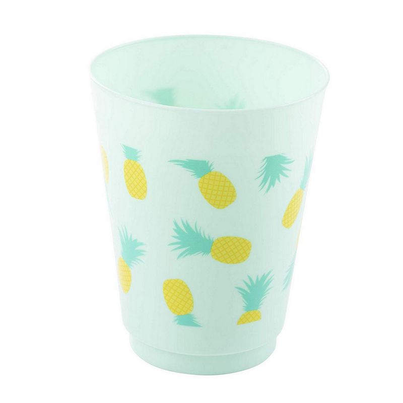 Plastic Party Cups - 24-Pack Reusable Tumblers, 16-Ounce Plastic Cups, Tropical Themed Party Supplies for Bridal Showers, Birthdays, Flamingo and Pineapple Designs, 3.5 x 4.4 x 3.5 inches