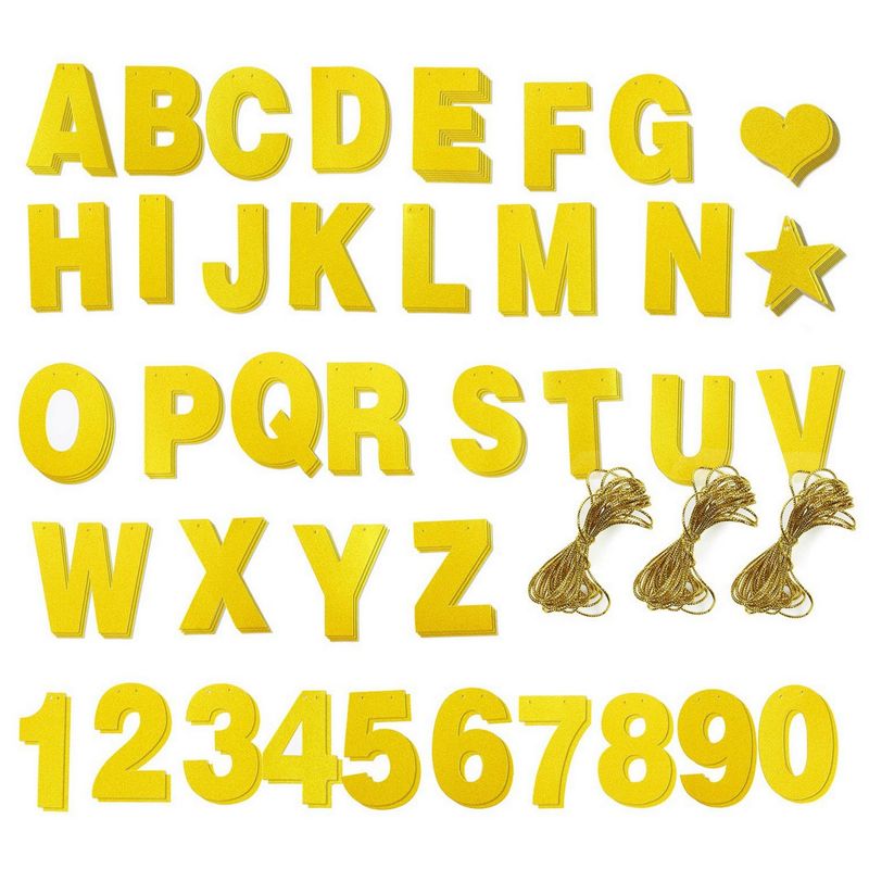 Custom Banner Kit - 121pcs Banner Letters with Numbers and Symbols, Gold Glitter DIY Letter Banner for Birthday, Wedding, Party Decoration