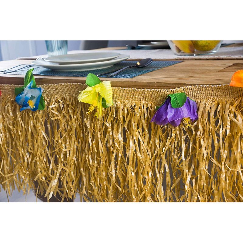 Luau Table Fringe, Hawaiian Tropical Grass Party Decoration (29 Inches x 9 Feet)