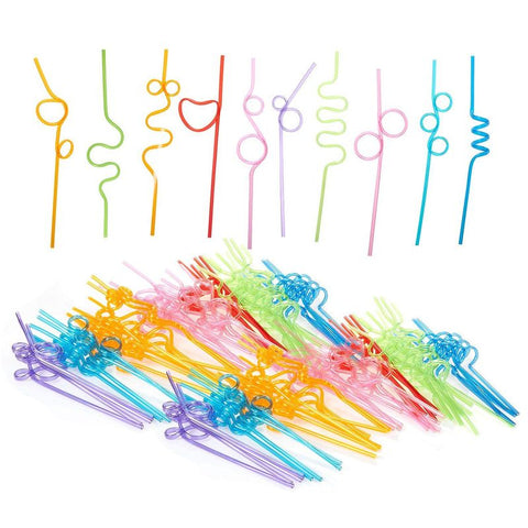 24 Pcs Reusable Tropical Plastic Drinking Straws with Fruit Charms for Home  Summer Party, 6 Designs, 10.7 in