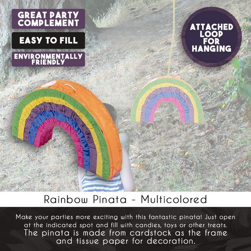 Small Rainbow Star Pinata for Cinco De Mayo, Kid's Birthday Party (12.6 In)