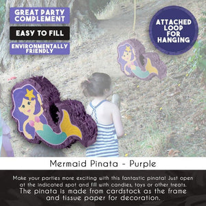 Small Mermaid Pinata for Birthday Party Supplies (15.8 x 11.5 x 3.1 Inches)
