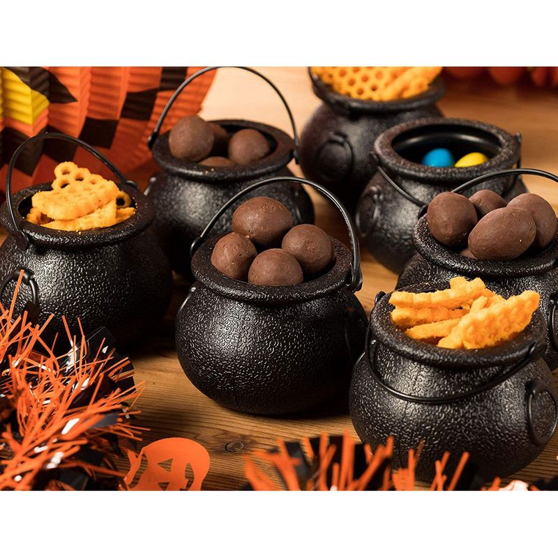 Halloween Mini Plastic Cauldrons, Novelty Candy Holder Buckets (24 Pack)