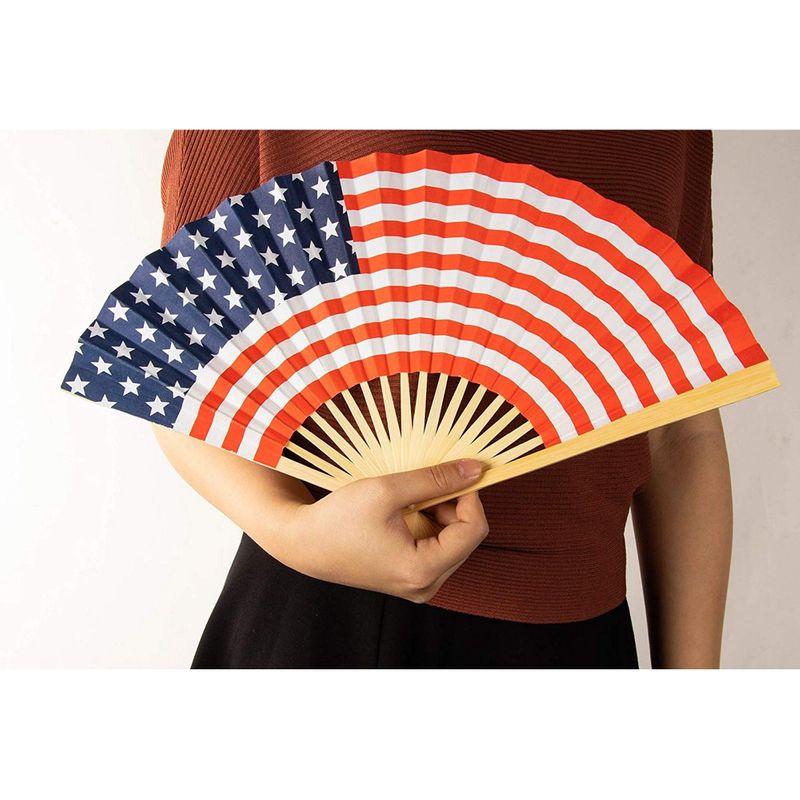 American Flag Handheld Fans, Fourth of July Party Favors  (14 In, 12 Pack)