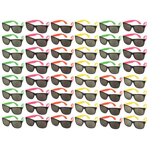 Retro Square Sunglasses for 80's Birthday Party Favors (4 Colors, 48 Pack)