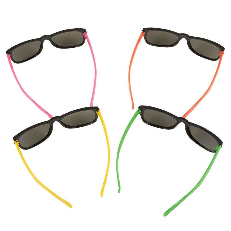 Retro Square Sunglasses for 80's Birthday Party Favors (4 Colors, 48 Pack)