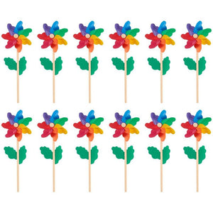 Pinwheels - Pack of 12, Colorful Pinwheels - Value Pack - Suitable for Garden, Party, Outdoor, Yard, Decoration | Multicolored, 4.5 x 11.2 x 2.1 Inches