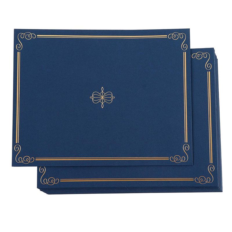 24 Pack Diploma Cover Holders for Letter-Sized Award Certificate, Gold Foil Border, Navy Blue