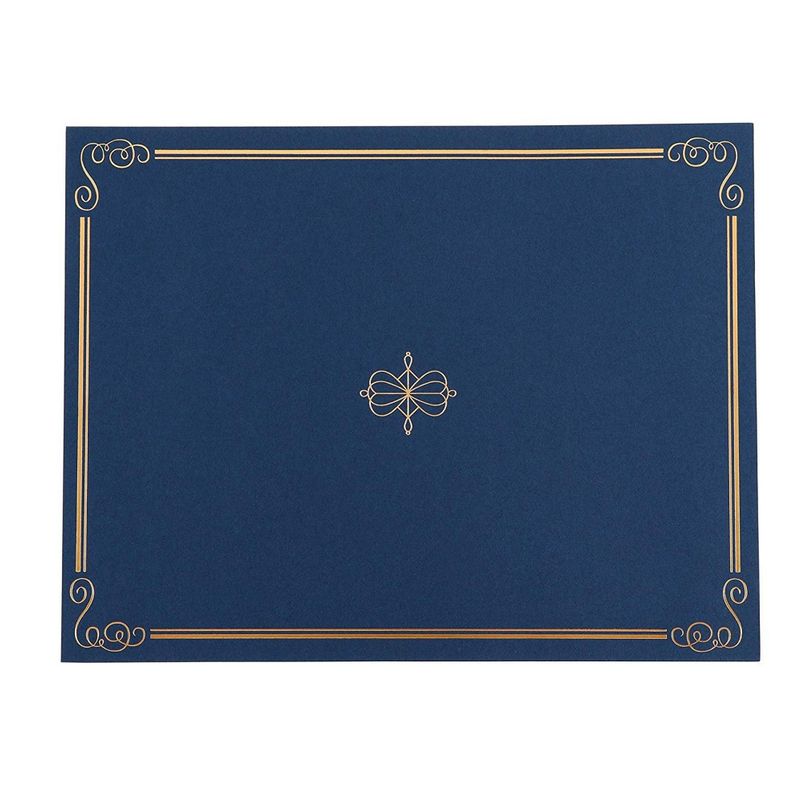 24 Pack Diploma Cover Holders for Letter-Sized Award Certificate, Gold Foil Border, Navy Blue