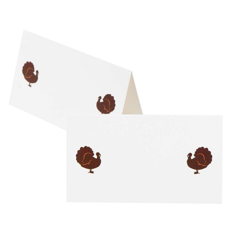 Turkey White Place Cards for Thanksgiving Parties (3.5 x 2 Inches, 100 Pack)