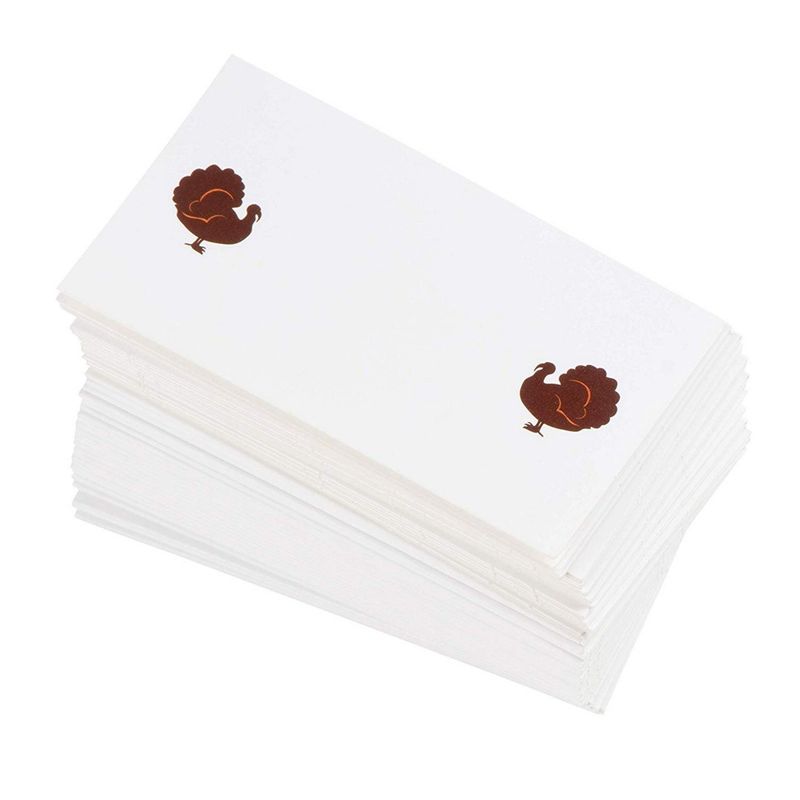 Turkey White Place Cards for Thanksgiving Parties (3.5 x 2 Inches, 100 Pack)