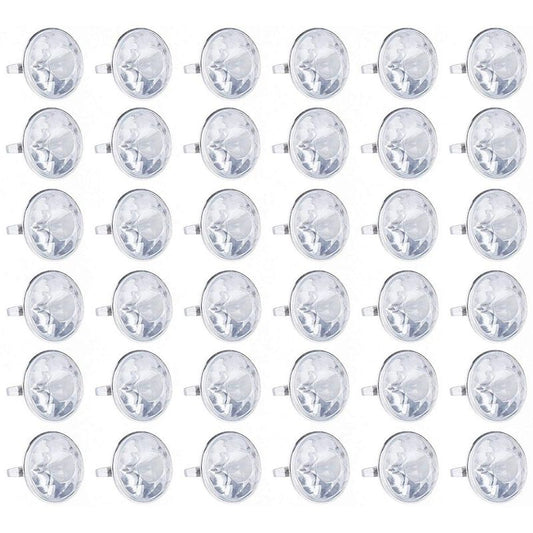 Blue Panda 36-Pack Bulk Jumbo Fake Diamond Rings for Kids Party Favors, Wedding, Bachelorette, & Bridal Decor