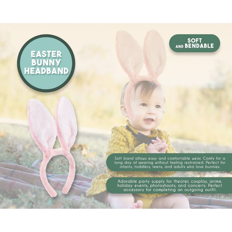Easter Bunny Ears for Kids and Adults, Light Pink Headband (One Size)