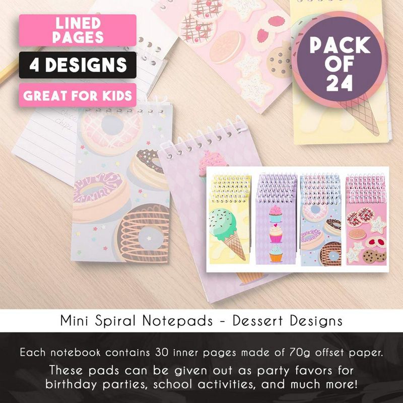 Spiral Notepads with Dessert Design (3 x 5 Inches, 24-Pack)