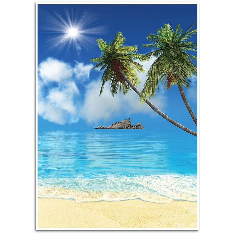 Tropical Beach Background - Photography Backdrop - Great for Studio, Booth, Party, Photo, Wedding, Business Use, 4.9 x 7.2 Feet