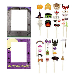 Halloween Photo Booth Props for Party, Assorted Designs (35 Pack)
