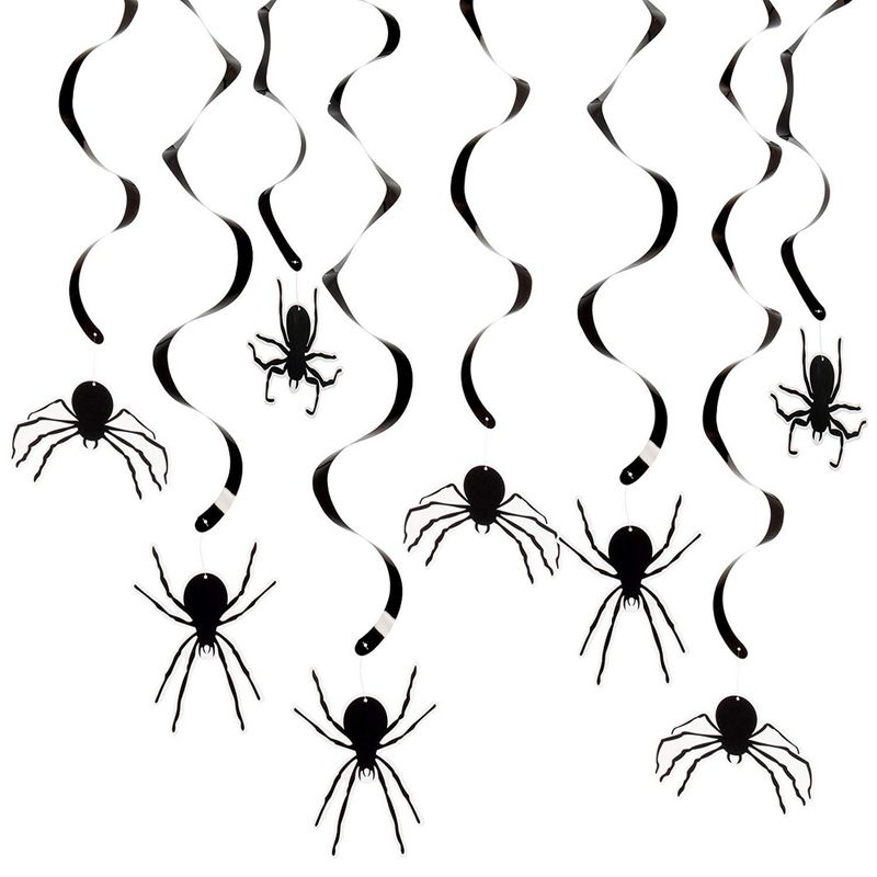 Halloween Spider Paper Ceiling Decorations, Hanging Decor (37.5 In, 30 Pack)