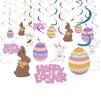 Hanging Easter Decorations for Home, Foil Ceiling Streamers (30-37 In, 30 Pieces)